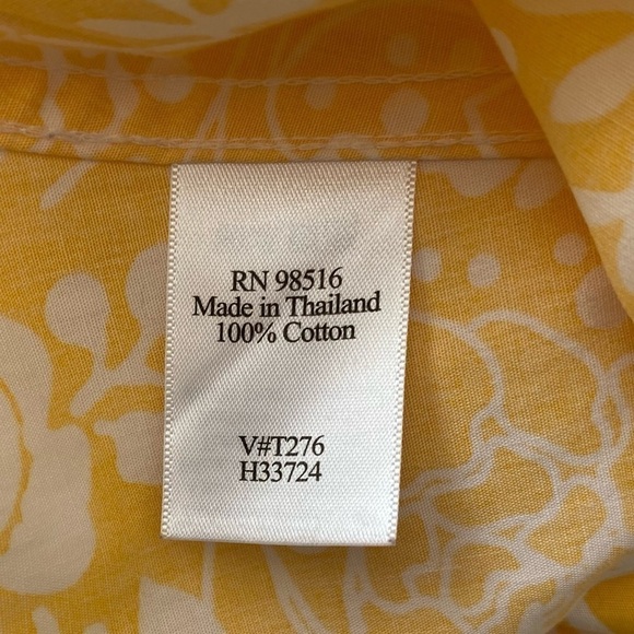 COLDWATER CREEK Top Button Up V Neck Collar Floral Yellow White Women Size M - Picture 11 of 12